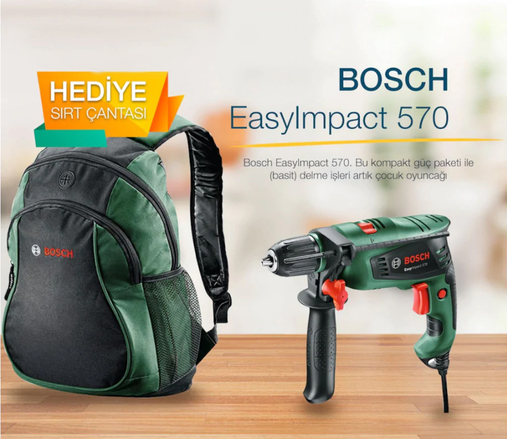 Bosch EasyImpact 570 Darbeli Matkap - Bosch Sırt Çantalı