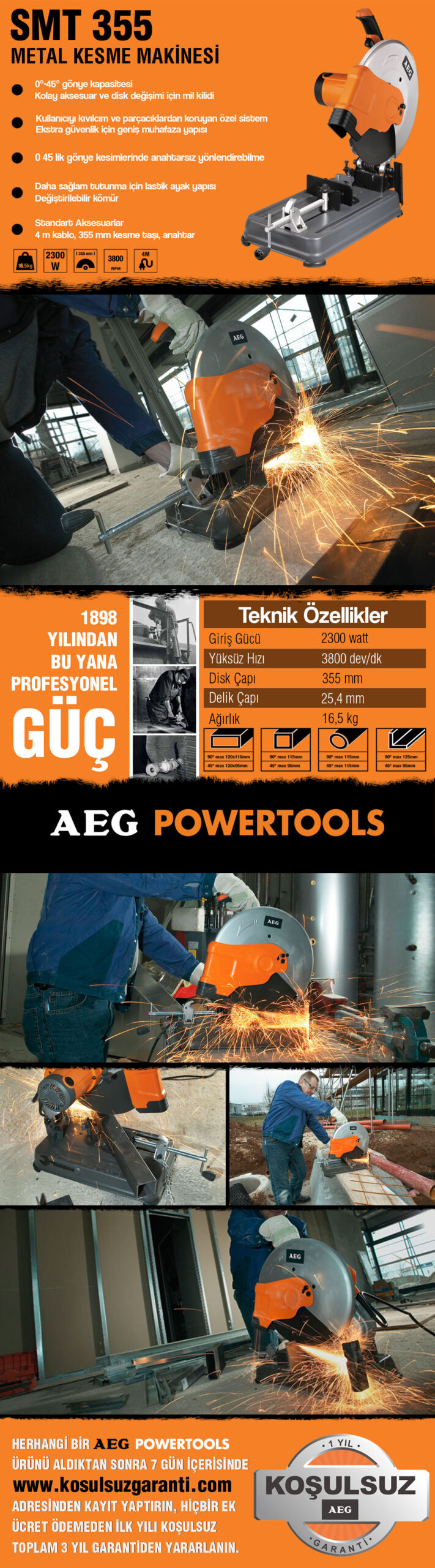 AEG SMT355 Profil Kesme Makinesi 2300 W